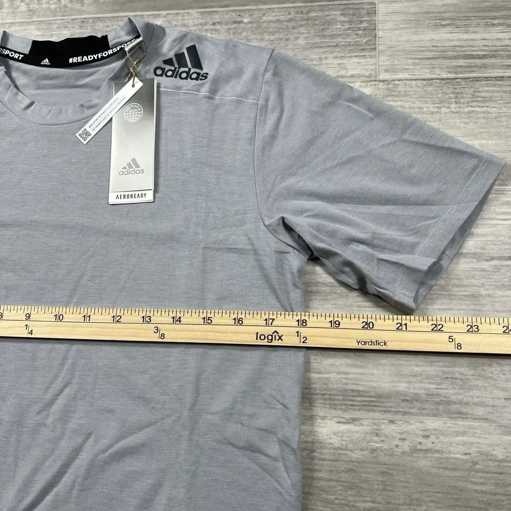 Adidas Men's Size Small Solid Color Designed For Training Tee HB9202 Gray/Silver